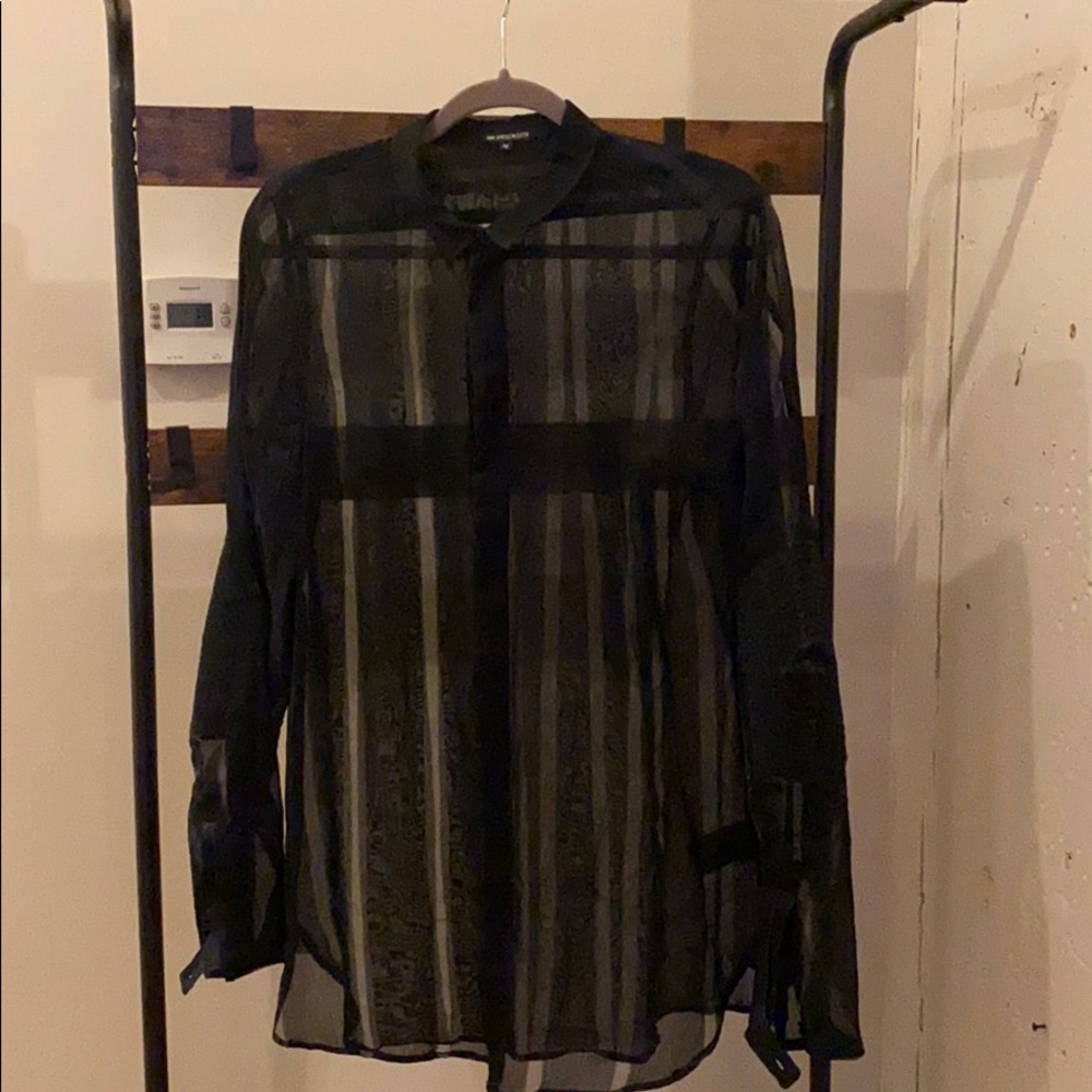 ANN DEMEULEMEESTER SHEER MEN’S BUTTON UP SHIRT
